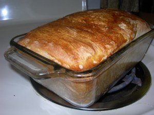 One of the loaves of bread fresh out of the oven. The recipe makes two.